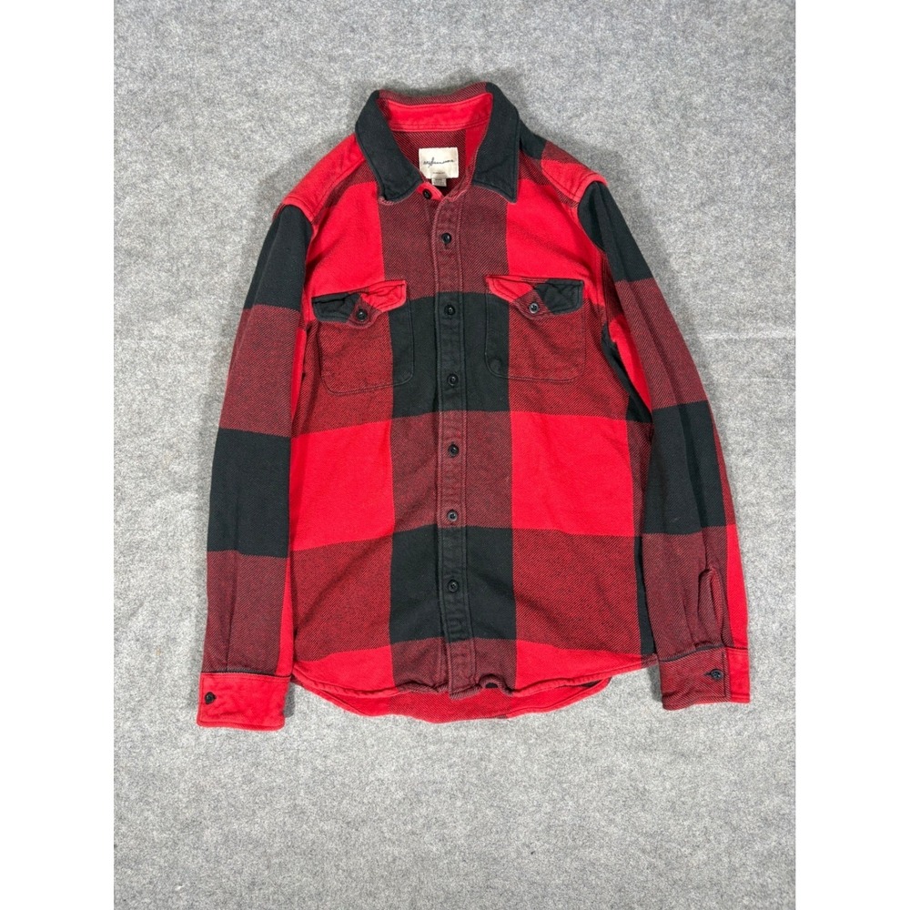 American Eagle Mens Flannel Shirt Medium‎ Red Black Buffalo Plaid Classic Fit